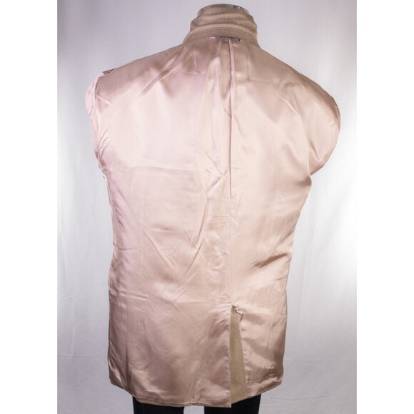 Stafford Sport Coat Blazer Mens 42L Beige Houndstooth Jacket Blazer Silk/Wool - Picture 13 of 14
